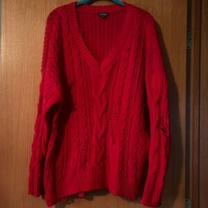 Wild Fable Distressed Cable Knit Sweater